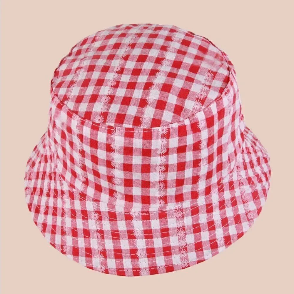 Red Gingham Satchel with Matching Strap and Hat Set
